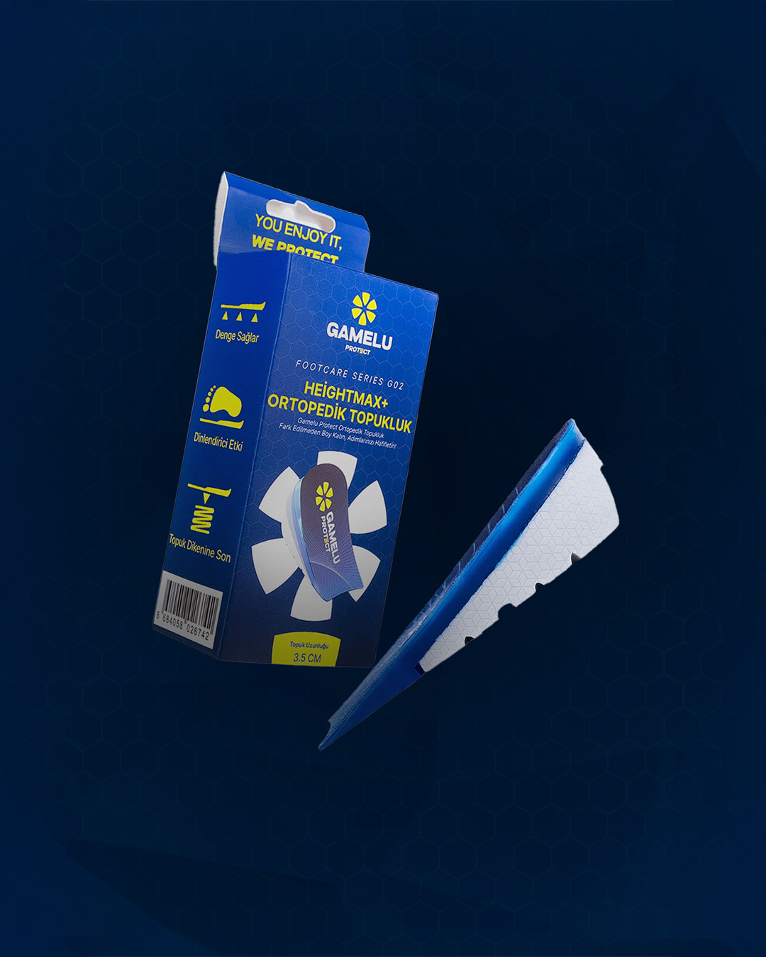 HeightMax+ 3.5 CM Boy Uzatıcı Ortopedik Jel Tabanlık- Topukluk