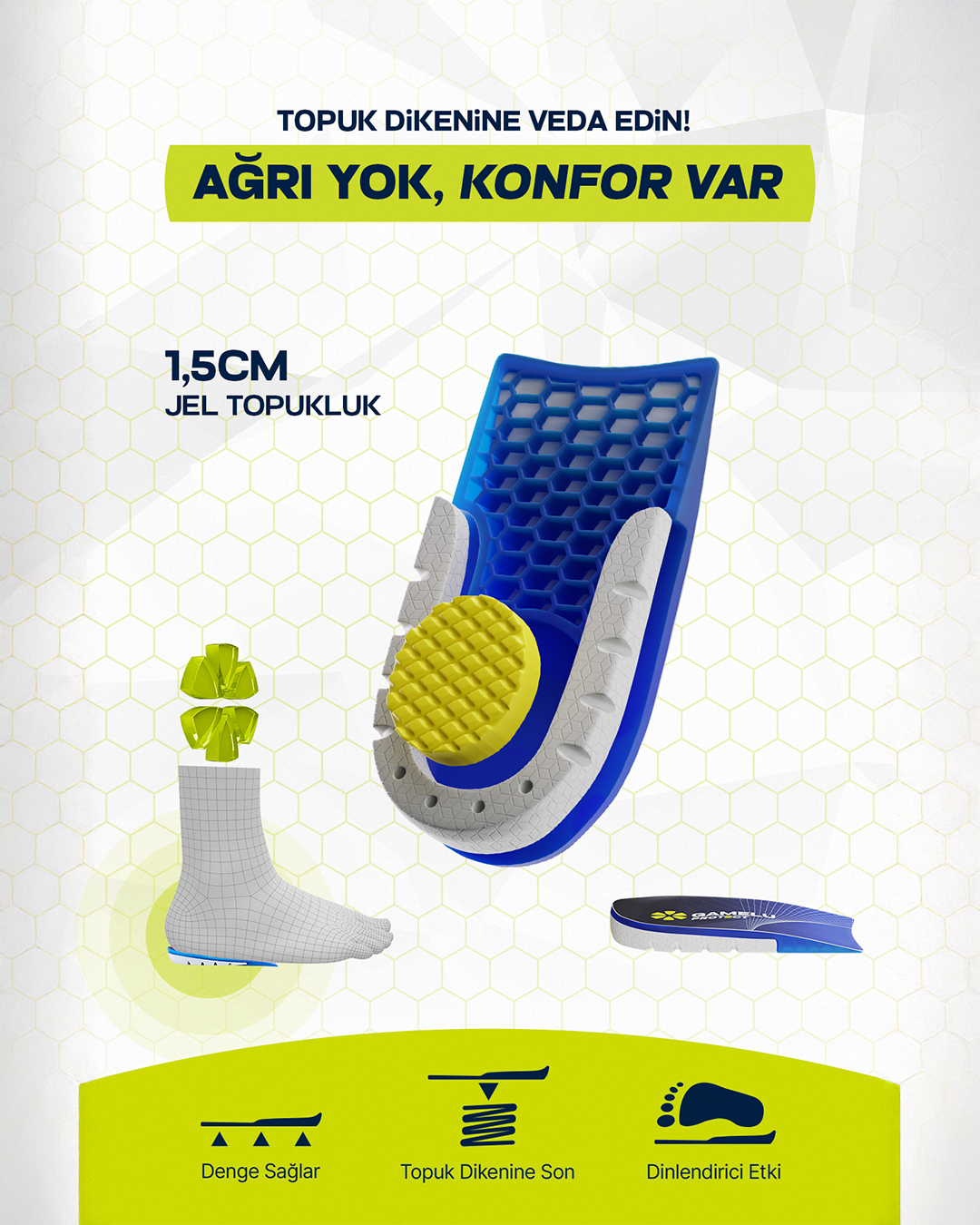 ComfortMax+ 1.5CM Ortopedik Topuk Dikeni için Jel Tabanlık- Topukluk